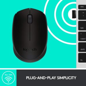 Logitech M170 2. 4GHz Wireless 3-Button Optical Scroll Mouse w/Nano USB Receiver (Black) - Image 3