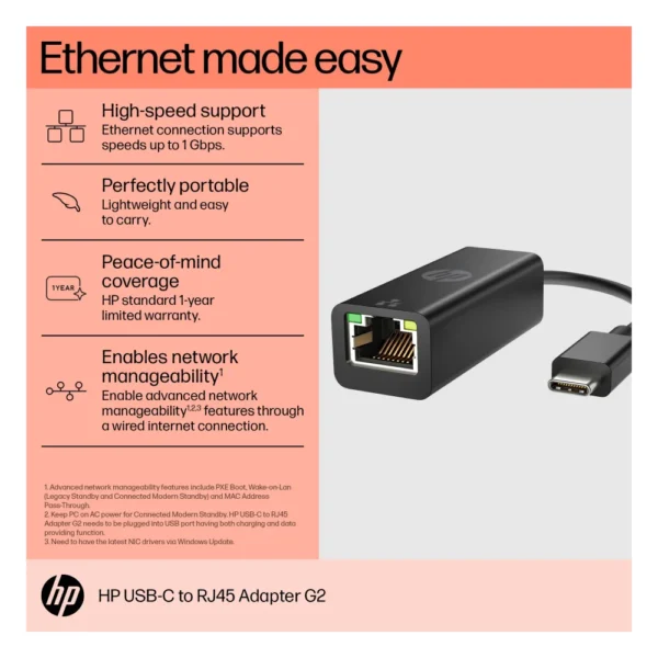 HP USB-C to RJ45 Adapter